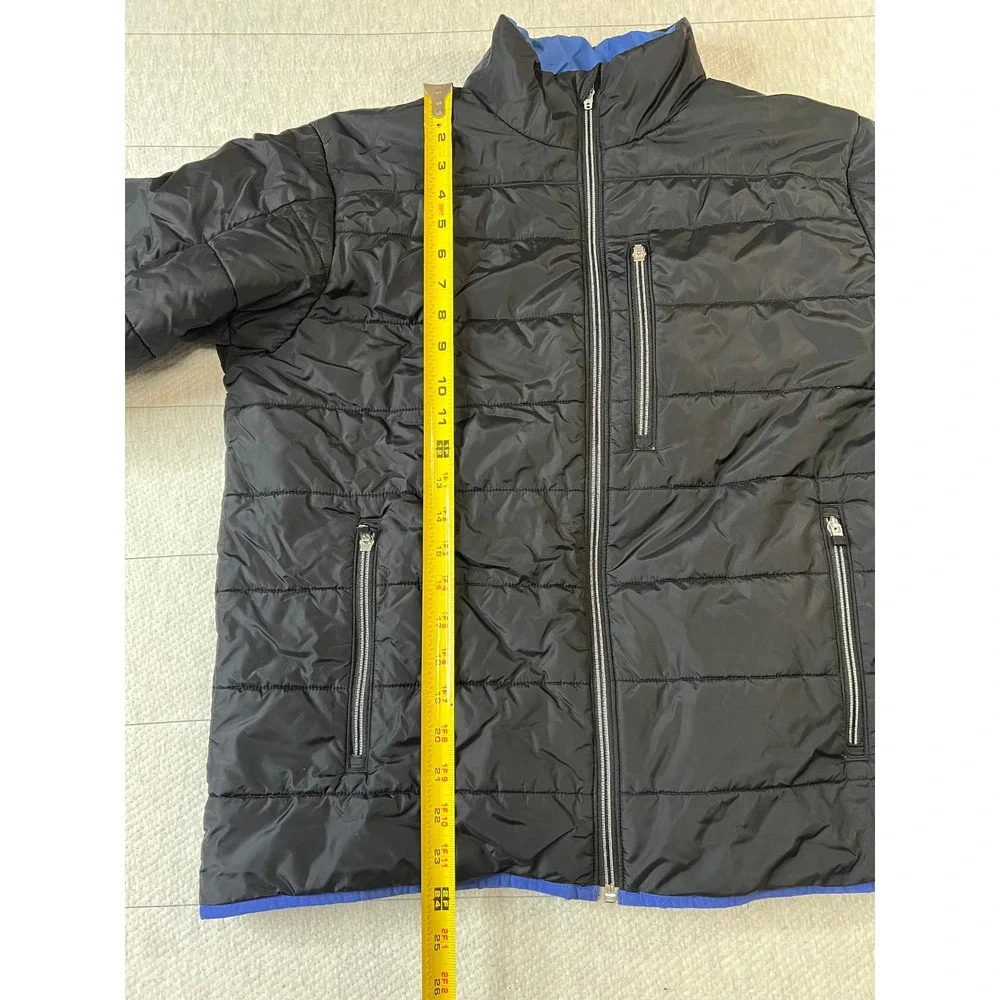 Lands' End Mens Large PrimaLoft Quilted Puffer Jacket Black Insulated Full Zip